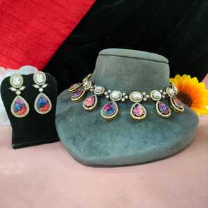 Ensemble de collier en pierre de feu et zircon victorien pour femme, parfait pour les vêtements de mariée, les fêtes et les occasions traditionnelles - Product Image 1