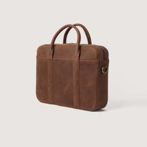 Sacoche vintage en cuir véritable marron clair, grand format, style rétro, sac rigide de capitaine, fermeture éclair, sac messager décontracté pour le travail, imperméable - Product Image 3