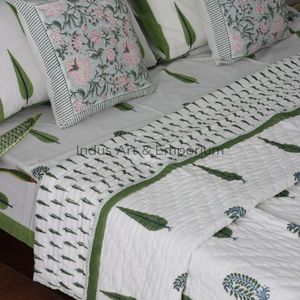Manufacturer Handmade Cotton Hand Block Floral Printed Blanket Wholesale Cotton Blanket with Bedsheet - Product Image 6