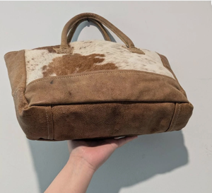 Sac fourre-tout en cuir de vachette blanc marron fait à la main pour femmes sac à bandoulière en cuir véritable à la mode seau à cheveux en cuir naturel - Product Image 1