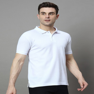 Camiseta de polo para hombre Camiseta de cuello de polo de longitud regular Mangas de hombros caídos con abertura inferior Camiseta hecha en la India - Product Image 1