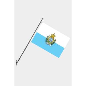 San Marino Wall-Mounted Telescopic Flagpole <b>Set</b> with Digital Printed Polyester Banners - Product Image 1