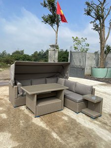 Made in Vietnam Modern Comfortable <b>Rattan</b> <b>Sofa</b> Set with Canopy Cushions for Garden Furniture Courtyard Leisure Patio Deck - Product Image 3