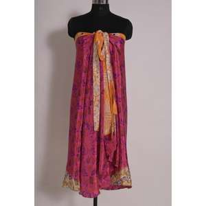 Boho Reversible Sari <b>Skirt</b> Womens Vintage <b>Silk</b> Wrap Two-Layer Indian Festival Wear Unique Bohemian Style - Product Image 5