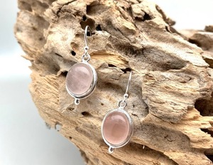 Boucles d'oreilles classiques bijoux pour femmes argent Boho Style bijoux 925 argent Sterling Rose Quartz pierres précieuses boucles d'oreilles faites à la main cadeau - Product Image 3