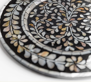 แผ่นรองจานประดับมุกฝังแผ่นไม้ม็อบทรงกลมเปลือกหอยโมเสคของตกแต่งโต๊ะกลางโต๊ะสำหรับงานแต่งงานงานเลี้ยงการรับประทานอาหาร - Product Image 6