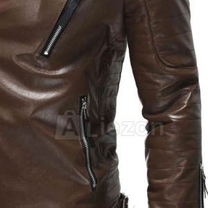 แจ็กเก็ตหนังไซส์ใหญ่พิเศษสำหรับผู้ชายแจ็คเก็ตหนังคอตั้งสำหรับกลางแจ้ง - Product Image 5