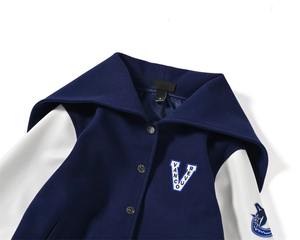 Veste de baseball universitaire à capuche avec fermeture éclair et broderie personnalisée, manches contrastées de qualité supérieure, vêtements de sport classiques, vêtements d'extérieur pour hommes - Product Image 5