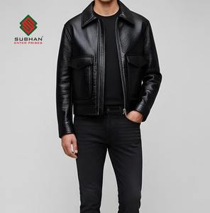Veste de motard en cuir de mouton faite à la main |   Veste de pilote courte pour homme |   Vêtements d'extérieur d'hiver vintage |   Cadeau pour lui - Product Image 1