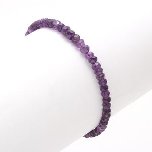 Natural Purple <b>Amethyst</b> Faceted Rondelle Loose Gemstone Beads <b>Bracelet</b> 4mm Handmade Beaded Minimalist <b>Bracelets</b> Women in Bulk - Product Image 3