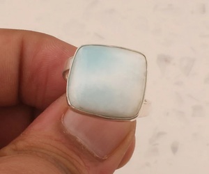 แหวนพลอย925คลาสสิกสำหรับผู้หญิงเบาะ Larimar ฝังหนามเตยการตั้งค่าการหมั้นวันเกิดของขวัญเครื่องประดับ - Product Image 1