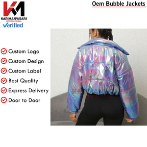 Femmes métallisé brillant hiver matelassé bulle manteaux col montant épaissir chaud rembourré bouffantes vestes recadrée vêtements d'extérieur - Product Image 4