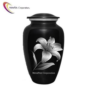 โถใส่เถ้ากระดูกทำจากโลหะสีดำรูปดอกลิลลี่สีขาวสำหรับงานศพงานศพของผู้ใหญ่สไตล์อเมริกัน - Product Image 5