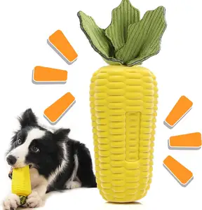 Grosir mainan anjing mengunyah karet alami berderit tahan lama ukuran besar mainan anjing berkerut jagung