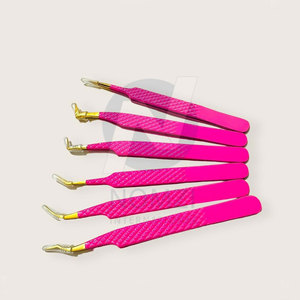 Pinzas para pestañas antideslizantes de acero inoxidable 100%, puntas de fibra puntiagudas, entrega en Puerta de etiqueta privada incluida para una sujeción perfecta de pestañas - Product Image 4