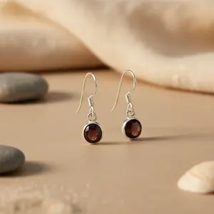 Boucles d'oreilles pendantes en grenat vintage plaquées or 18 carats pour femmes, bijoux élégants - Product Image 2