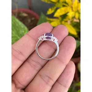 Oval Natural Amethyst Fine <b>Ring</b> 925 Sterling Silver Handmade Gemstone Jewelry Wholesale Supplier - Product Image 5