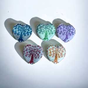 Decoración moderna de lujo para el hogar, árbol de la vida grabado a mano, piedra de esteatita de corazón plano, exhibición de piedra tallada para la temporada navideña, regalos de amor, manualidades - Product Image 2