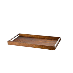 Bandeja de madera de forma redonda de diseñador para decoración del hogar con mango de metal para restaurantes de alta gama, cafeterías y eventos - Product Image 3