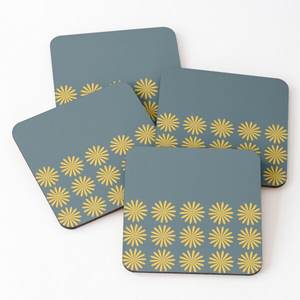 706 Mango Wood/Acacia Wood Over Printed Tea Serving Coasters 4 Pieces Set Kitchen Accessories Coasters Resin - Product Image 1