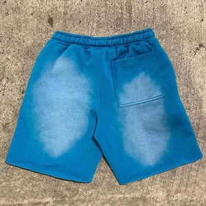 <b>Men's</b> Vintage Acid Wash Faded 100% Cotton Solid Streetwear <b>Shorts</b> High Quality Eco-Friendly Thick Drawstring Applique <b>Patch</b> - Product Image 2