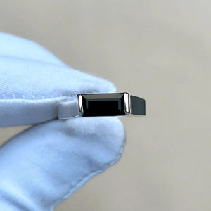 Anillo de sello para hombre Anillo de ónix negro natural Plata de Ley 925 Rectángulo Declaración Joyería Fábrica Venta al por mayor Fabricante personalizado - Product Image 4