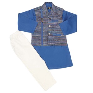 Traje Shalwar con Chaleco para Niños - Azul Rey - Product Image 5