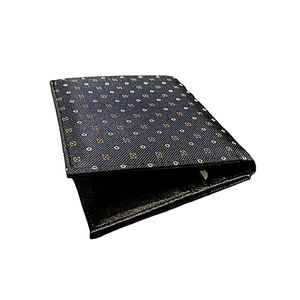 Cartera clásica negra de cuero genuino y tela con compartimentos para tarjetas Caja de cierre abierto incluida - Product Image 5