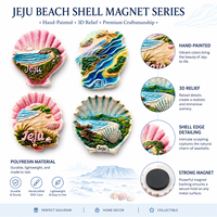 Imanes de Resina 3D Personalizados de la Playa de Jeju, Imán de Refrigerador con Paisaje de Conchas Marinas para Viajes, Venta Minorista y Comercio de Recuerdos