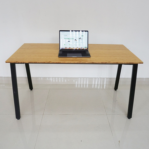 BFATB005 AtonBamboo 140x70cm Desk with Assembled Iron <b>Legs</b> <b>Foldable</b> Durable Computer <b>Table</b> for Living Room with Storage Features - Product Image 6