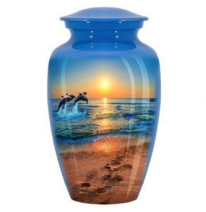 Urne funéraire en métal laiton/aluminium bleu naturel magnifique pour adultes, cendres funéraires humaines - Product Image 6