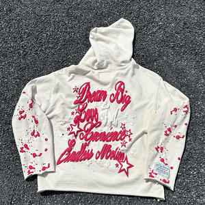 Sweat-shirt à capuche oversize en coton 100% pour homme, impression sérigraphique, épaules tombantes, pull lourd en molleton français, unisexe - Product Image 2