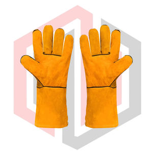 Gants de soudeur en cuir pour pompiers, résistants à la chaleur, antistatiques, pour soudage MIG TIG, brasage, barbecue, résistants aux déchirures, poignet en tricot de 11 oz - Product Image 1