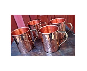 Standard Style Pure Copper Brown Hammered <b>Large</b> <b>Mugs</b> and Pure Brass Modern Handle for Home Bar Hotel Restaurant Use - Product Image 1