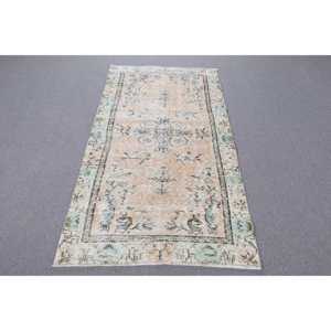 Vintage Turkish Rug, 3.3x6.1 ft Rug, <b>Brown</b> Oriental <b>Wool</b> Rug - Product Image 1