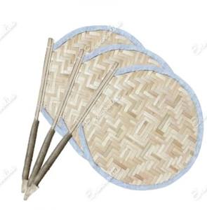 2024 <b>Hand</b> Crafted Natural Half Woven Bamboo Fiber <b>Fan</b> Long Handles Eco-friendly Reusable Raffia <b>Hand</b> <b>Fan</b> Smart Home Product - Product Image 4