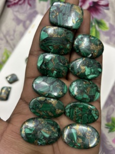 Lote al por mayor de piedras preciosas de cabujón turquesa de cobre de malaquita natural, varias formas, tamaños, fabricación de joyas personalizables, piedras preciosas - Product Image 3
