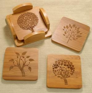 Artisan Wooden Coasters Set Rustic Eco Friendly Drink <b>Mats</b> for Dining Table Coffee Tea <b>Beer</b> Home Kitchen Modern - Product Image 2