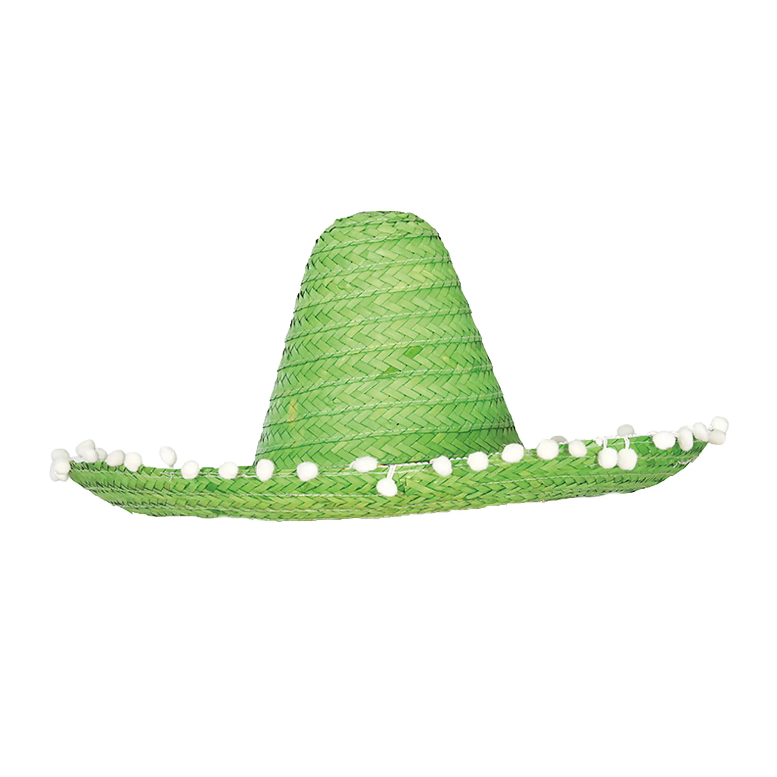Fabrika kaynağı yüksek kaliteli meksika Sombrero hasır şapkalar ile süsler için parti veya tatil en düşük fiyata özelleştirilmiş renk