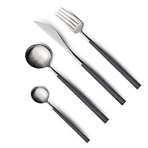 Juego de cubiertos de acero inoxidable de 5 piezas refinadas con asas brillantes Artesanía artesanal en estilo americano decorativo - Product Image 2