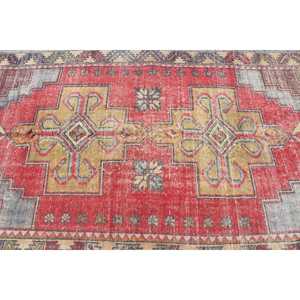 Tapis turc vintage 4,3x9,1 pi (132x278 cm), tapis en laine rouge - Product Image 5