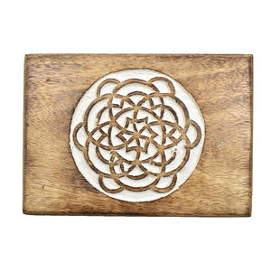 Caja de madera tallada de mandala para almacenamiento y decoración de joyas, cajas de madera de mango para uso multiusos a precio de fábrica mayorista - Product Image 3