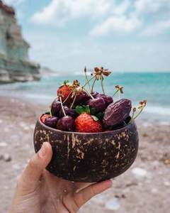 Bol en coquille de noix de coco smoothie | Coque de bol en noix de coco naturelle et de haute qualité avec cuillère | Ensemble de bol en coquille de noix de coco pour smoothie d'été - Product Image 5