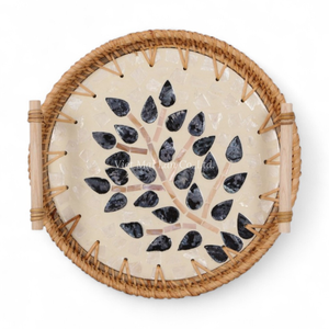 Elegante Bandeja de Ratán con Madreperla, Venta al por Mayor, Suministro de Vajilla para Catering, Hoteles y Restaurantes - Product Image 2