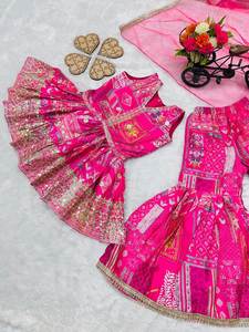 Prêt-à-porter Costume traditionnel Salwar 3 pièces pour filles, imprimé et brodé, de couleurs vives, imprimé de fleurs fantaisie, pour mariage et fête - Product Image 6