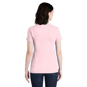 T-shirt bleu marine pour femme en jersey fin à manches courtes et col rond T-shirt bleu marine en coton respirant pour femme - Product Image 5