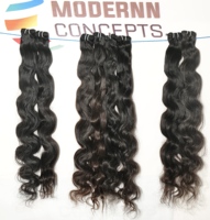 Rambut sambungan kutikula Virgin mentah tidak teratur warna hitam kutu bundel Bodywave candi pemanjangan rambut manusia India