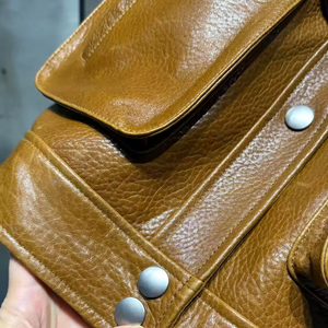 Veste en cuir d'agneau véritable de haute qualité, respirante, OEM, manches longues, hiver, cuir souple - Product Image 5