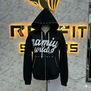 Blank Zipup <b>Hoodie</b> Oversize 600 500 Gsm Puff Print Full Zipper Hoodies Men Cotton Heavyweight Boxy Custom <b>Cropped</b> <b>Zip</b> <b>up</b> <b>Hoodie</b> - Product Image 6