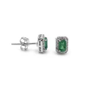 Zambian Emerald Stud <b>Earrings</b> <b>Halo</b> May Birthstone Fine Jewelry Elegant Women Gift <b>Earrings</b> - Product Image 6